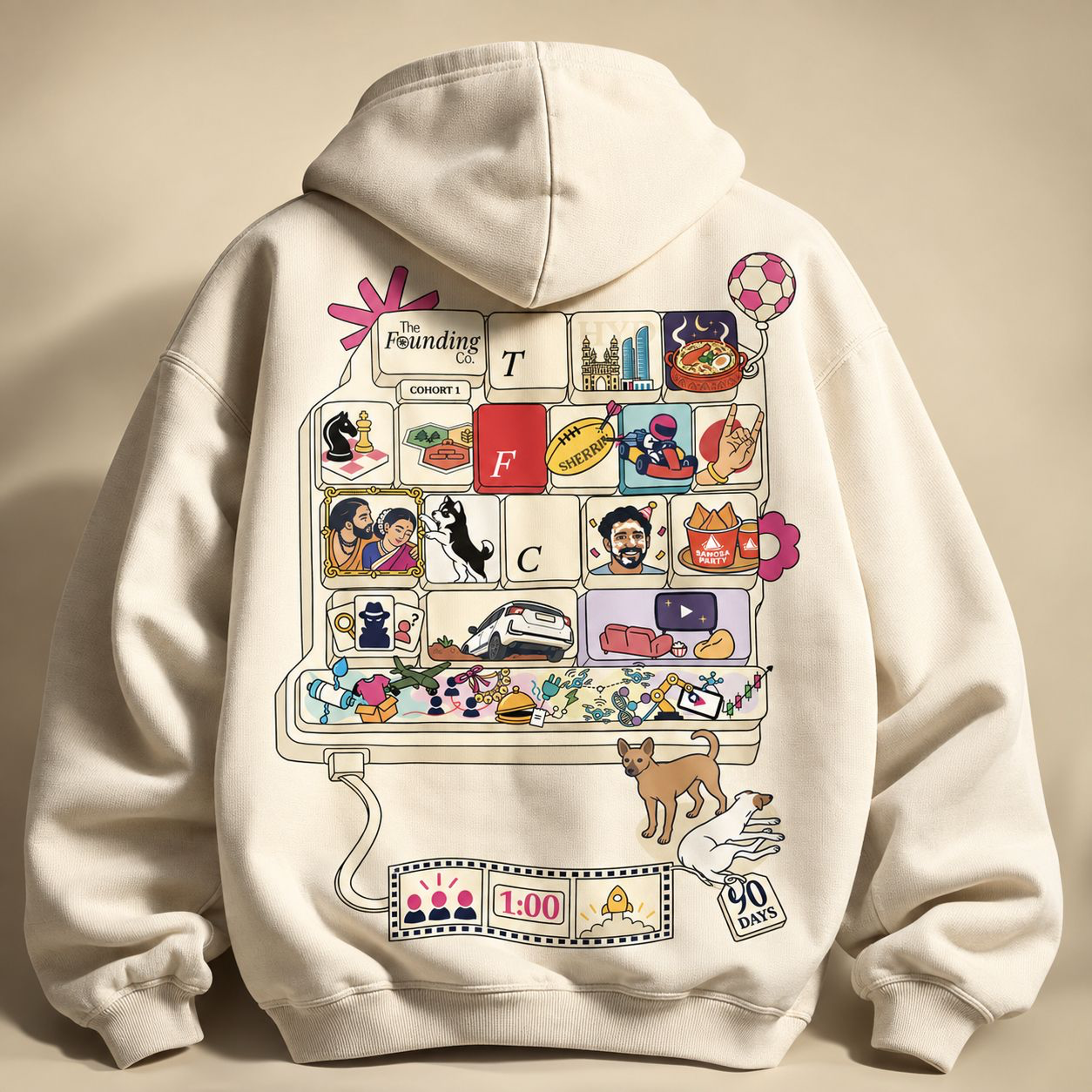 The Founding Co. cream hoodie back artwork mockup